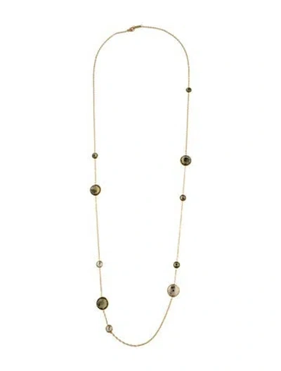Pre-owned Ippolita 18k Quartz & Pyrite Doublet Station Necklace, 37" In Multicolor