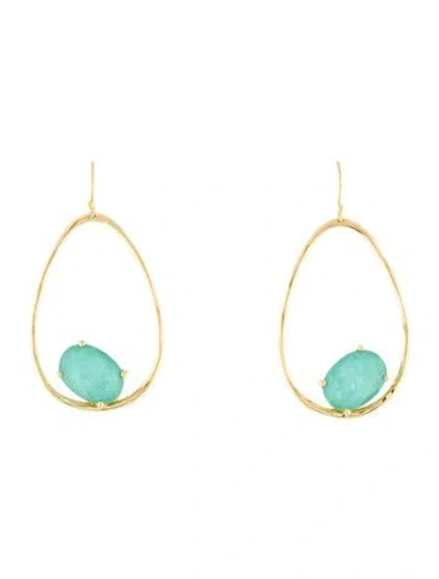 Pre-owned Ippolita 18k Quartz & Turquoise Doublet Drop Earrings In Multicolor
