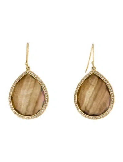 Pre-owned Ippolita 18k Quartz Doublet & Diamond Drop Earrings In Multi