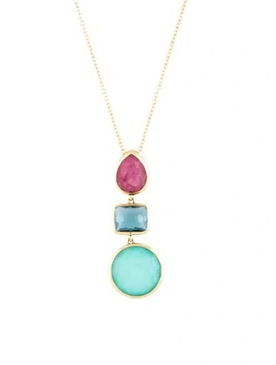 Pre-owned Ippolita 18k Quartz Doublets & Topaz Pendant Necklace, 20" In Multicolor