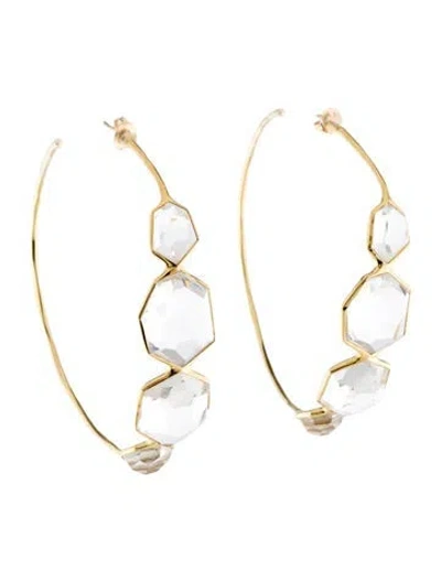 Pre-owned Ippolita 18k Quartz Modern Rock Candy Hoop Earrings In Multi