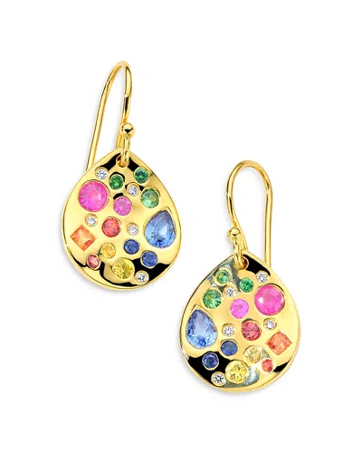 Ippolita 18k Rock Candy Rainbow Sapphire, Tsavorite & Diamond Burnished Fancy Cut Earrings - Exclusive In Multi/gold