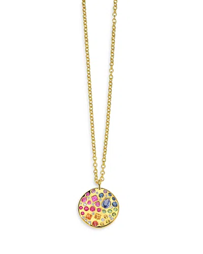 Ippolita 18k Rock Candy Rainbow Sapphire, Tsavorite & Diamond Wavy Disc Pendant Necklace, 18-20 - Exclusive In Multi/gold