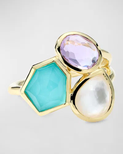 Ippolita 18k Rock Candy Small 3-stone Cluster Ring In Summer Rainbow 2 In Blue