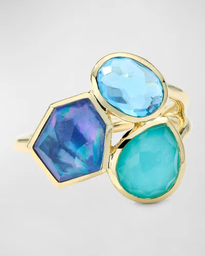 Ippolita 18k Rock Candy Small 3-stone Cluster Ring In Waterfall In Blue