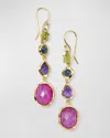 IPPOLITA 18K ROCK CANDY SMALL 4-STONE LINEAR DROP EARRINGS IN SUMMER RAINBOW