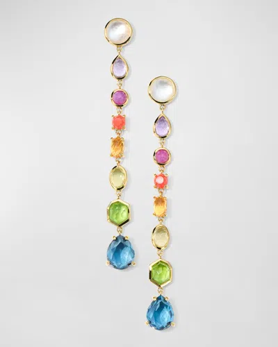Ippolita 18k Rock Candy Small 8-stone Linear Drop Earrings In Summer Rainbow In Gray