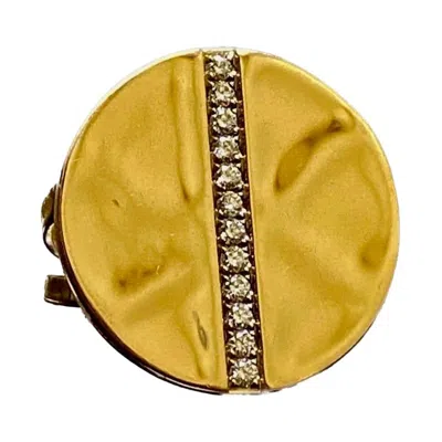 Pre-owned Ippolita 18k Rose Gold  Senso Split Band Disc Ring With Diamonds In Red