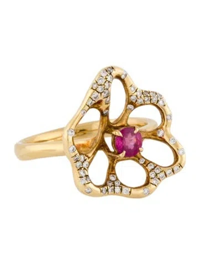 Pre-owned Ippolita 18k Ruby & Diamond Stardust Drizzle Ring In Multi