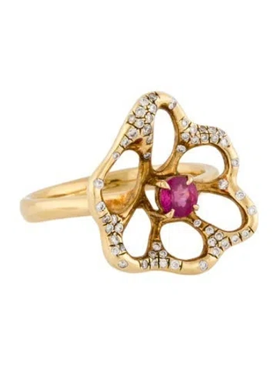 Pre-owned Ippolita 18k Ruby & Diamond Stardust Drizzle Ring In Multicolor