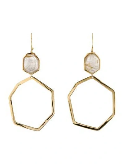 Pre-owned Ippolita 18k Rutilated Quartz Drop Earrings In Multi