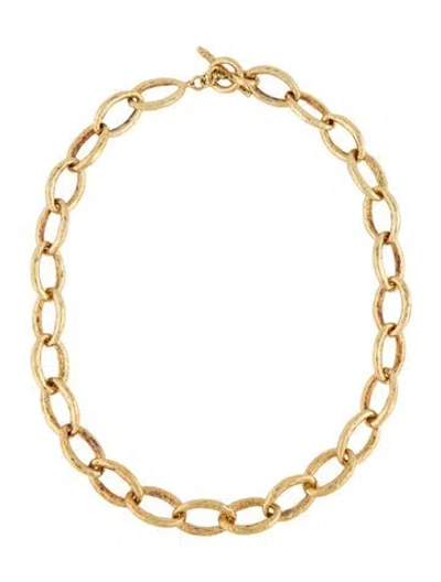 Pre-owned Ippolita 18k Short Hammered Bastille Link Necklace, 18" In Multicolor