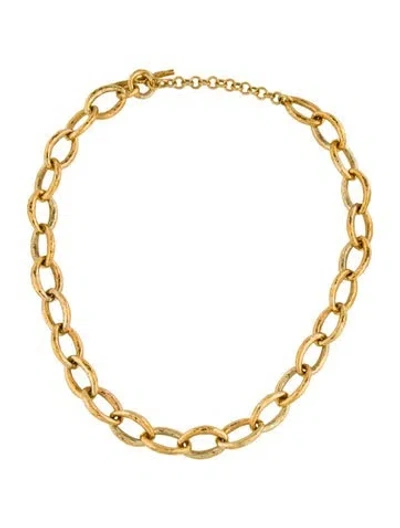 Pre-owned Ippolita 18k Short Hammered Bastille Link Necklace, 20" In Multicolor