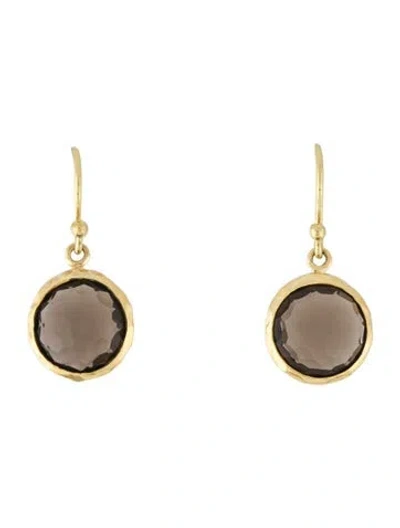 Pre-owned Ippolita 18k Smokey Quartz Lollipop Mini Drop Earrings In Multi