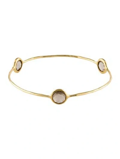 Pre-owned Ippolita 18k Smokey Quartz Rock Candy Bangle Bracelet, 9" In Multi