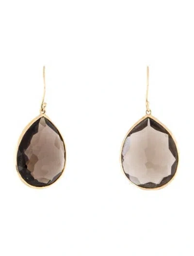 Pre-owned Ippolita 18k Smoky Quartz Medium Teardrop Earrings In Multi