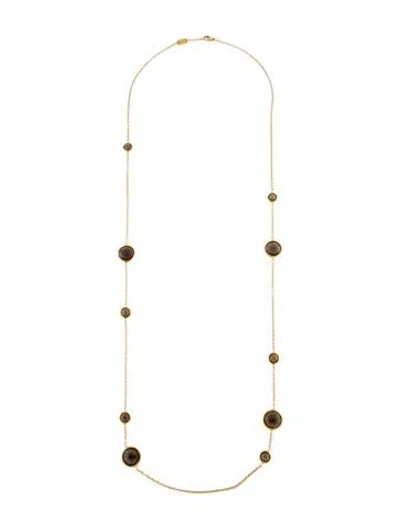 Pre-owned Ippolita 18k Smoky Quartz Station Necklace, 37" In Multi