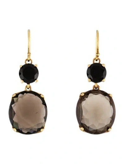 Pre-owned Ippolita 18k Spinel & Smoky Quartz Drop Earrings In Multi