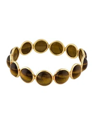 Pre-owned Ippolita 18k Tiger's Eye Quartz Bangle Bracelet, 7.5" In Multi