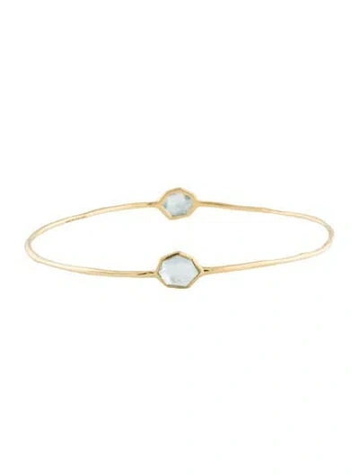 Pre-owned Ippolita 18k Topaz 2-stone Bangle Bracelet, 9" In Multi