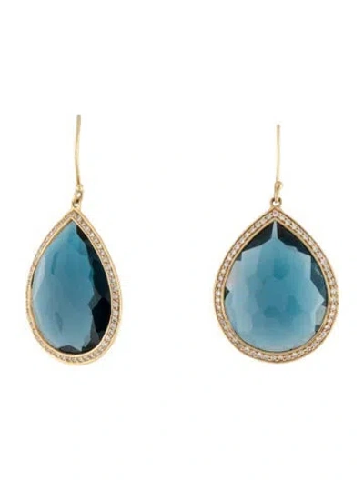 Pre-owned Ippolita 18k Topaz & Diamond Drop Earrings In Multicolor