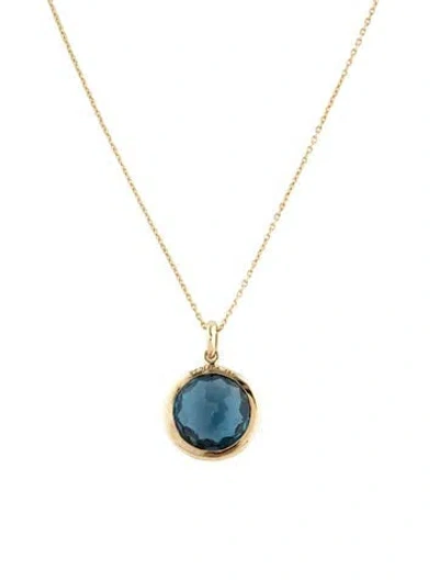 Pre-owned Ippolita 18k Topaz & Diamond Lollipop Pendant Necklace, 18" In Multicolor