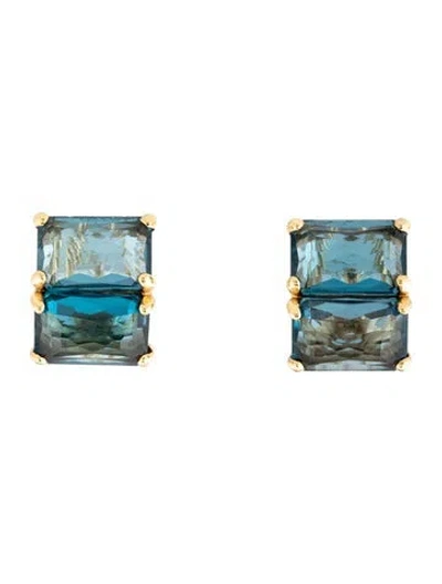 Pre-owned Ippolita 18k Topaz Earclips In Multicolor