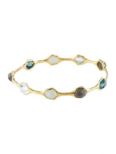 Pre-owned Ippolita 18k Topaz, Labradorite & Beryl Bangle Bracelet, 8.75" In Multi