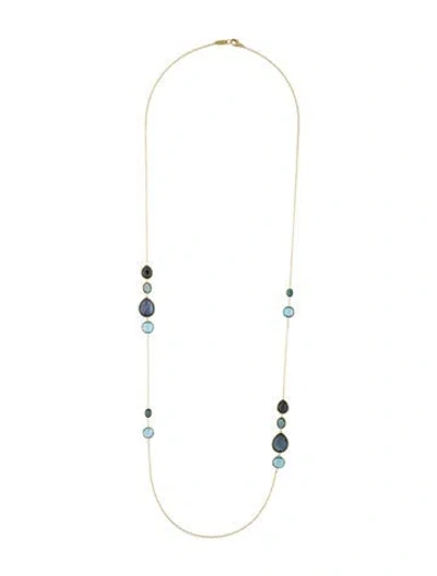 Pre-owned Ippolita 18k Topaz, Multistone Doublet & Triplet Long Station Necklace, 37.25"