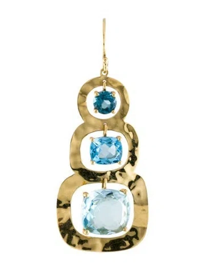 Pre-owned Ippolita 18k Topaz Rainbow Crinkle Single Drop Earring In Multicolor