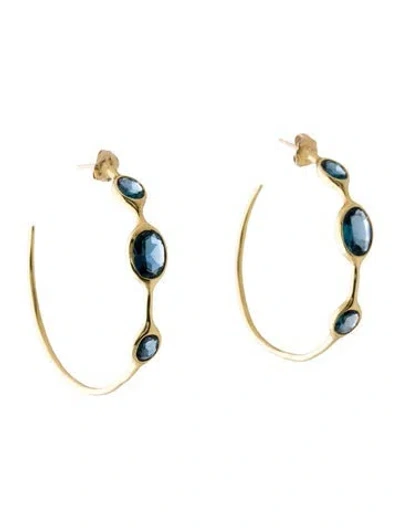 Pre-owned Ippolita 18k Topaz Rock Candy Hoop Earrings In Multi