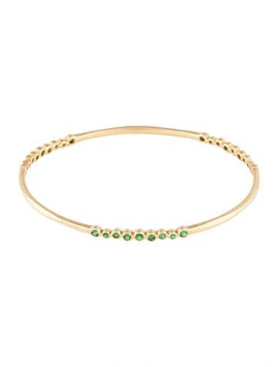 Pre-owned Ippolita 18k Tsavorite Garnet Station Bangle Bracelet, 8" In Multicolor