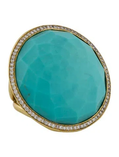 Pre-owned Ippolita 18k Turquoise & Diamond Lollipop Ring In Multi
