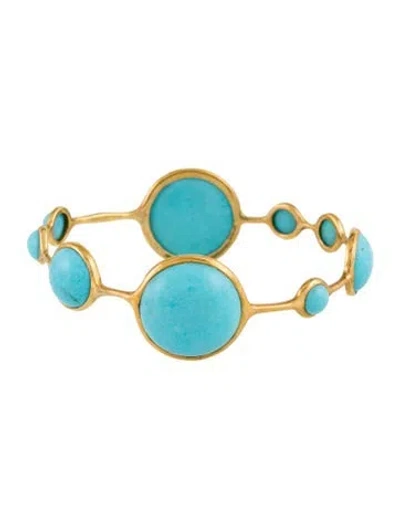 Pre-owned Ippolita 18k Turquoise Bangle Bracelet, 7.5" In Multi