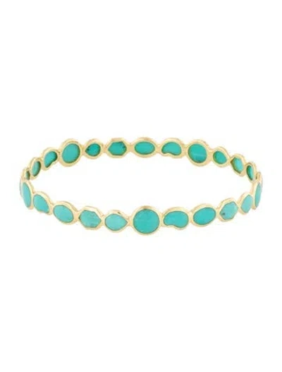 Pre-owned Ippolita 18k Turquoise Bangle Bracelet, 7.75" In Multi