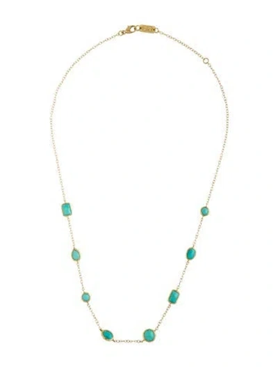 Pre-owned Ippolita 18k Turquoise Confetti Station Necklace, 17.5" In Multicolor