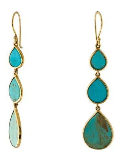 Pre-owned Ippolita 18k Turquoise Drop Earrings In Multi