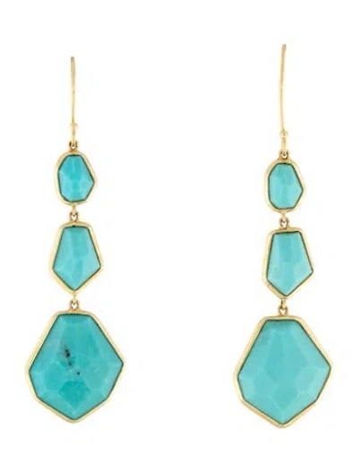 Pre-owned Ippolita 18k Turquoise Drop Earrings In Multicolor