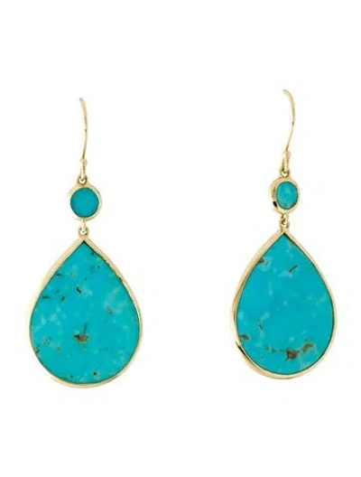 Pre-owned Ippolita 18k Turquoise Drop Earrings In Multicolor