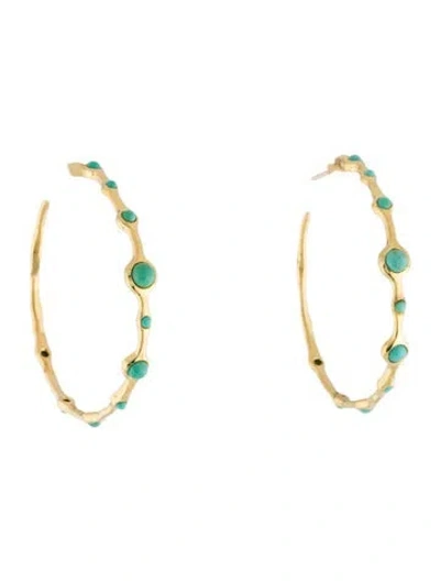 Pre-owned Ippolita 18k Turquoise Hoop Earrings In Multi