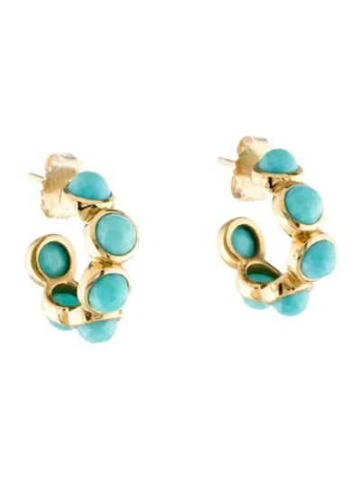 Pre-owned Ippolita 18k Turquoise Lollipop Hoops In Blue