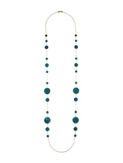 Pre-owned Ippolita 18k Turquoise Long Station Necklace, 51.5" In Multi