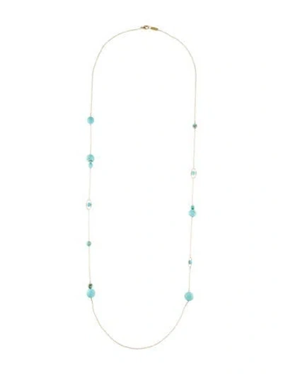 Pre-owned Ippolita 18k Turquoise Nova Station Necklace, 36" In Multi