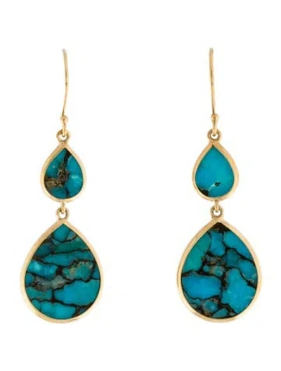 Pre-owned Ippolita 18k Turquoise Polished Rock Candy Drop Earrings In Multi