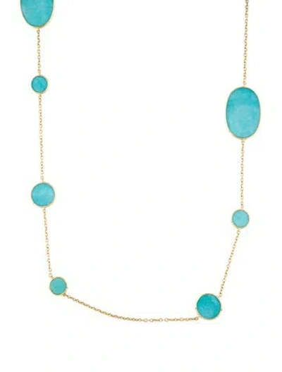 Pre-owned Ippolita 18k Turquoise Polished Rock Candy Multi Shape Necklace, 37"