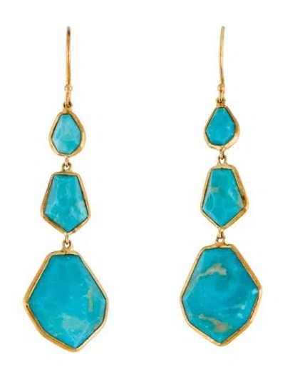 Pre-owned Ippolita 18k Turquoise Rock Candy Triple Drop Earrings In Multi