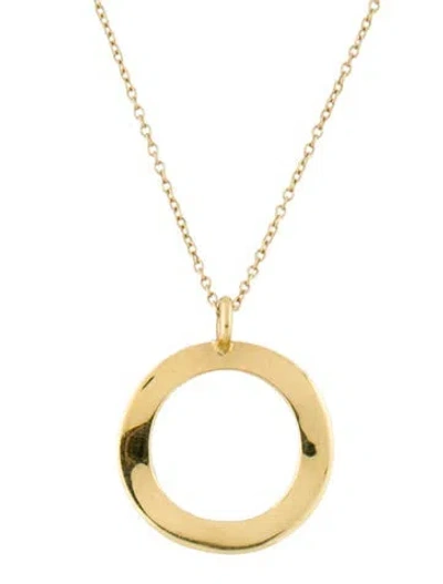 Pre-owned Ippolita 18k Wave Disc Pendant Necklace, 17.5" In Multi