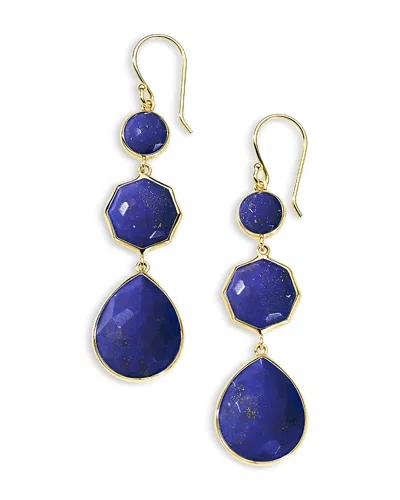IPPOLITA 18K YELLOW GOLD 18K ROCK CANDY LAPIS DOUBLET TRIPLE DROP EARRINGS
