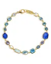 Ippolita 18k Yellow Gold 18k Rock Candy Multi Stone Mixed Cut Statement Bracelet In Blue/gold