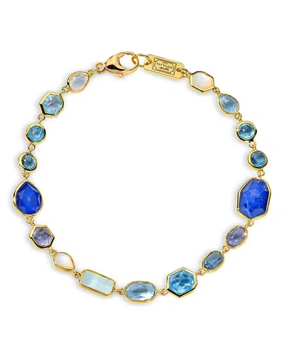 Ippolita 18k Yellow Gold 18k Rock Candy Multi Stone Mixed Cut Statement Bracelet In Blue/gold